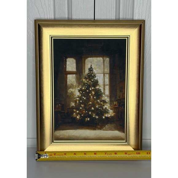 Petal Lane Home Framed Christmas Tree Wall Art Gold Frame Holiday Print - Picture 2 of 11